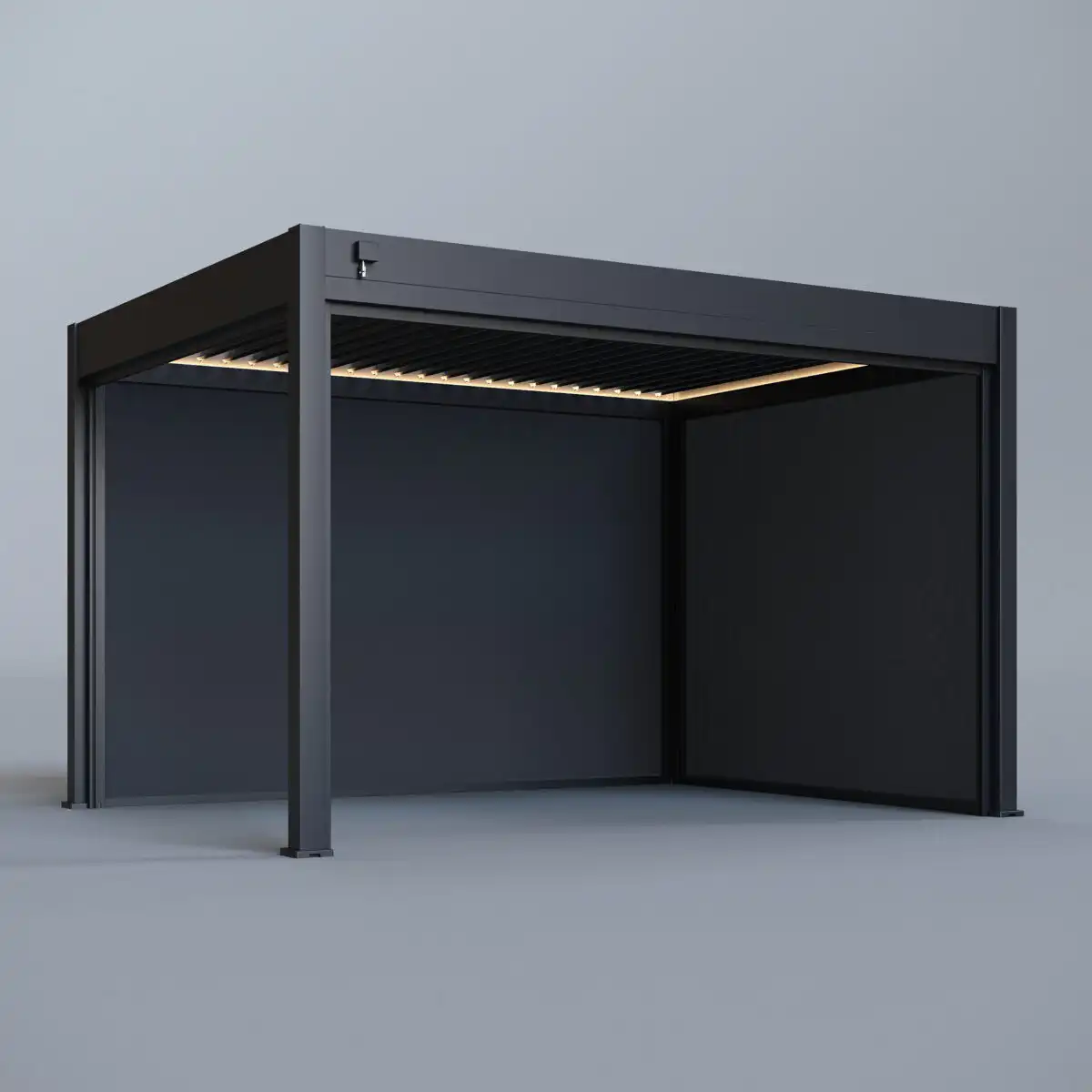 Hygge™ Aluminium Pergola With Lighting System & 3 Wind Proof Blinds