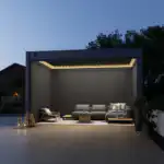 Hygge™ Aluminium Pergola With Lighting System & 3 Wind Proof Blinds