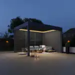 Hygge™ Aluminium Pergola With Lighting System & 3 Wind Proof Blinds