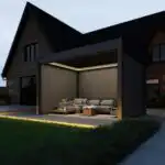 Hygge™ Aluminium Pergola With Lighting System & 3 Wind Proof Blinds
